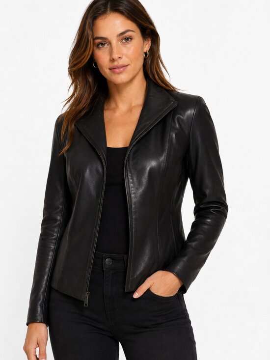 Cole Haan Jackets & Blazers - Cole Haan Black 100% Lambskin Leather Jacket Size 2